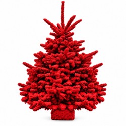 Sapin floqué rouge 100/120 cm