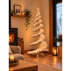 Sapin de Noël en bois naturel – 160 cm – Fabrication solidaire