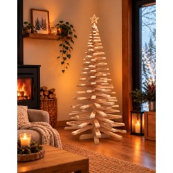 Sapin de Noël en bois naturel – 160 cm – Fabrication solidaire